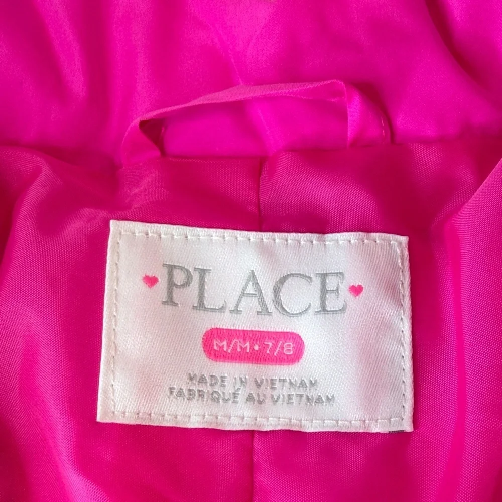 Place Hot Pink Kids Puffer Jacket with front pockets Zipper Girl’s M 7/8 NWOT